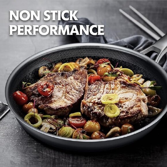 SNOWCLAD Non Stick Frying Pans Set Hybrid Pan Set (8"+10"+12") Stainless Steel - Picture 2 of 4